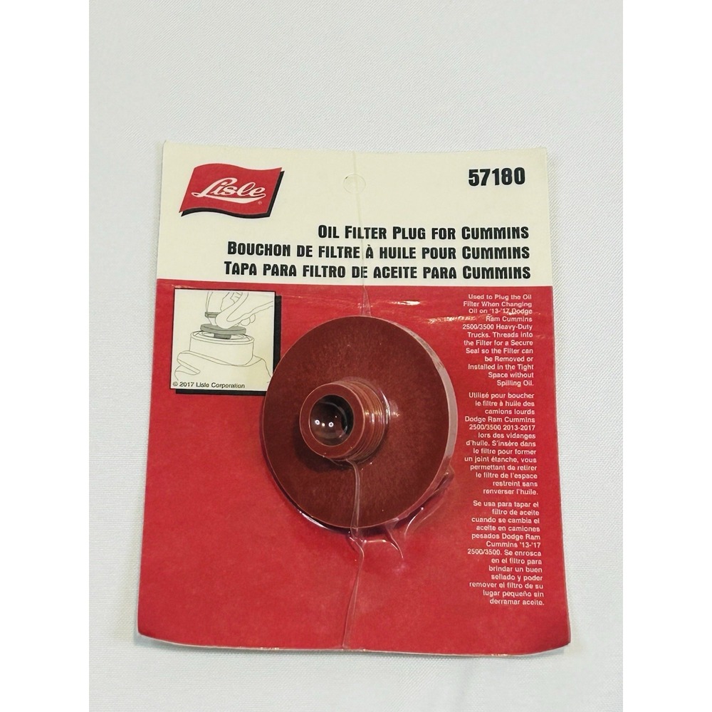 Lisle 57180 Oil Filter Plug for 13-17 Dodge Ram Cummins 2500 3500 Red